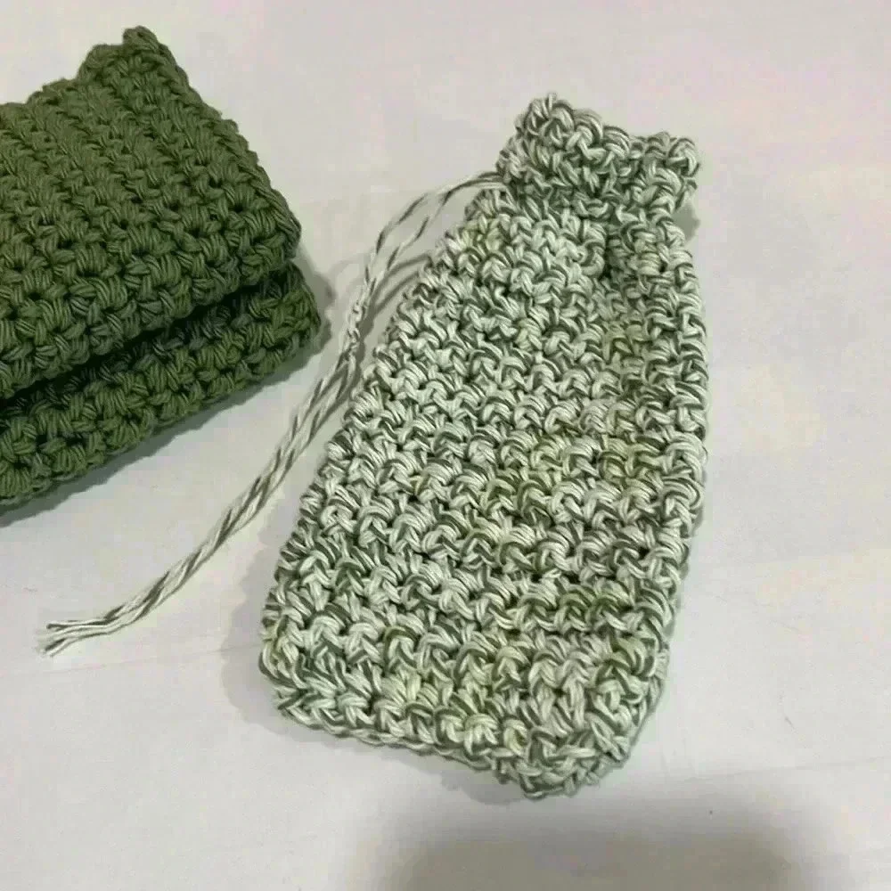 100% Cotton Handmade Washcloth & Soap Saver